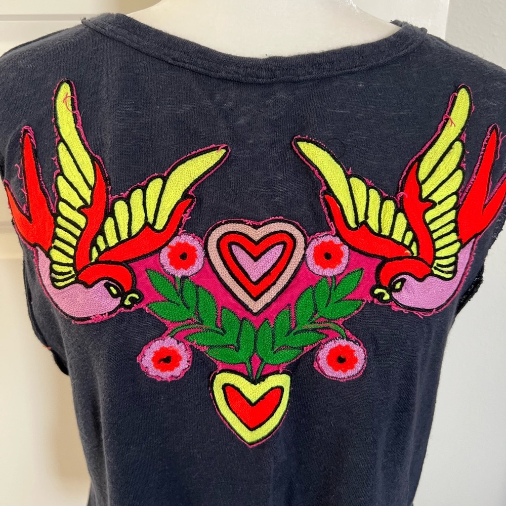 EUC Free People Love Birds Embroidered Top Small - Picture 6 of 11